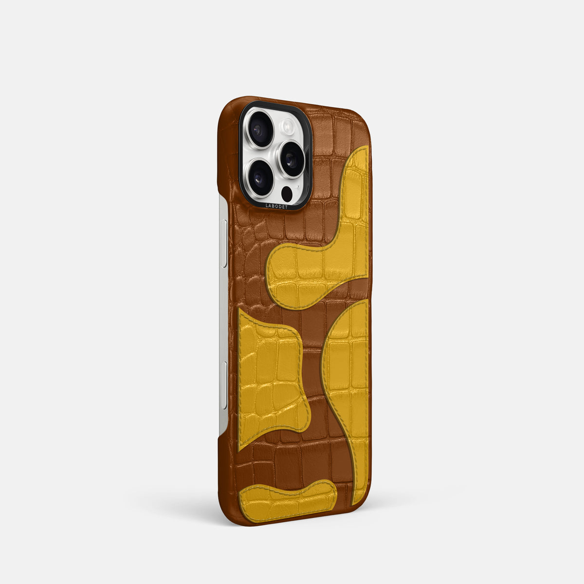 Honey iPhone 16 Pro Classic Case Camouflage In Alligator with Black Metal -2 | Honey-Black