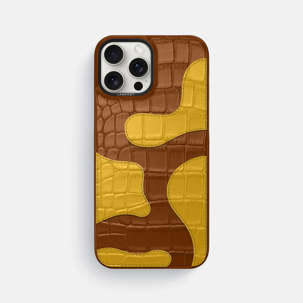 Honey iPhone 16 Pro Max Classic Case Camouflage In Alligator with Black Metal -1 | Honey-Black