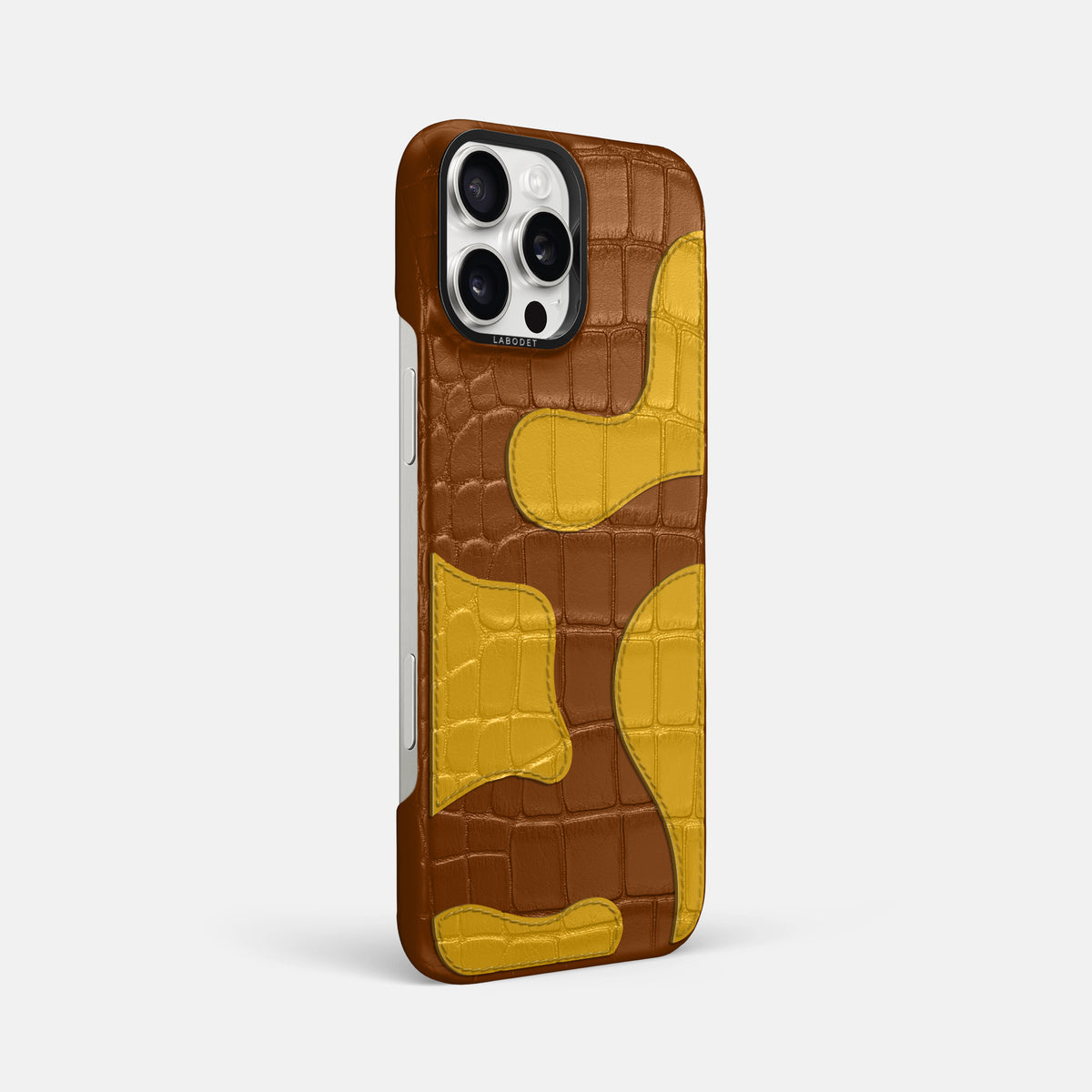 Honey iPhone 16 Pro Max Classic Case Camouflage In Alligator with Black Metal -2 | Honey-Black