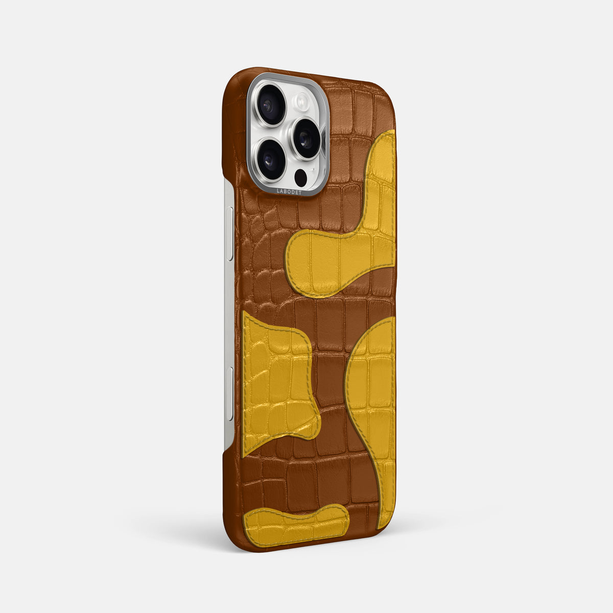 Honey iPhone 16 Pro Max Classic Case Camouflage In Alligator with Steel Metal -2 | Honey-Steel