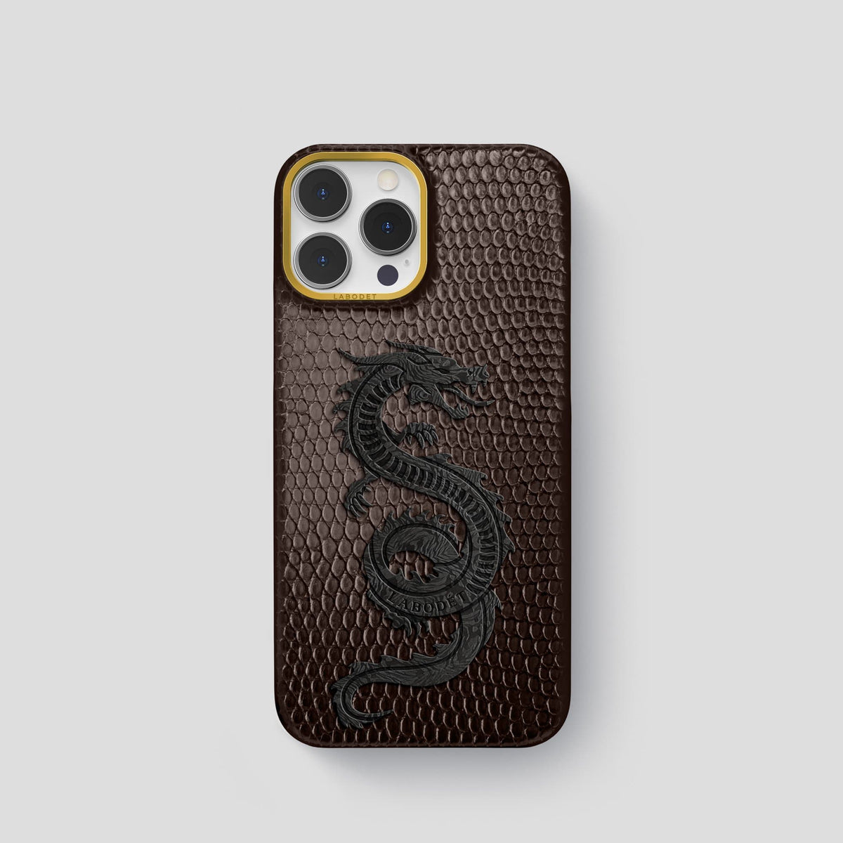 Brown iPhone 14 Pro Classic Case with Gold Metal -1 | Brown-Gold