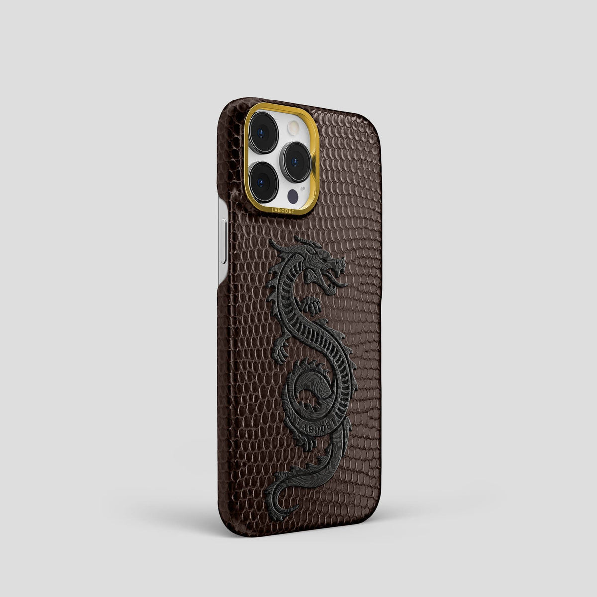 Brown iPhone 14 Pro Classic Case with Gold Metal -2 | Brown-Gold