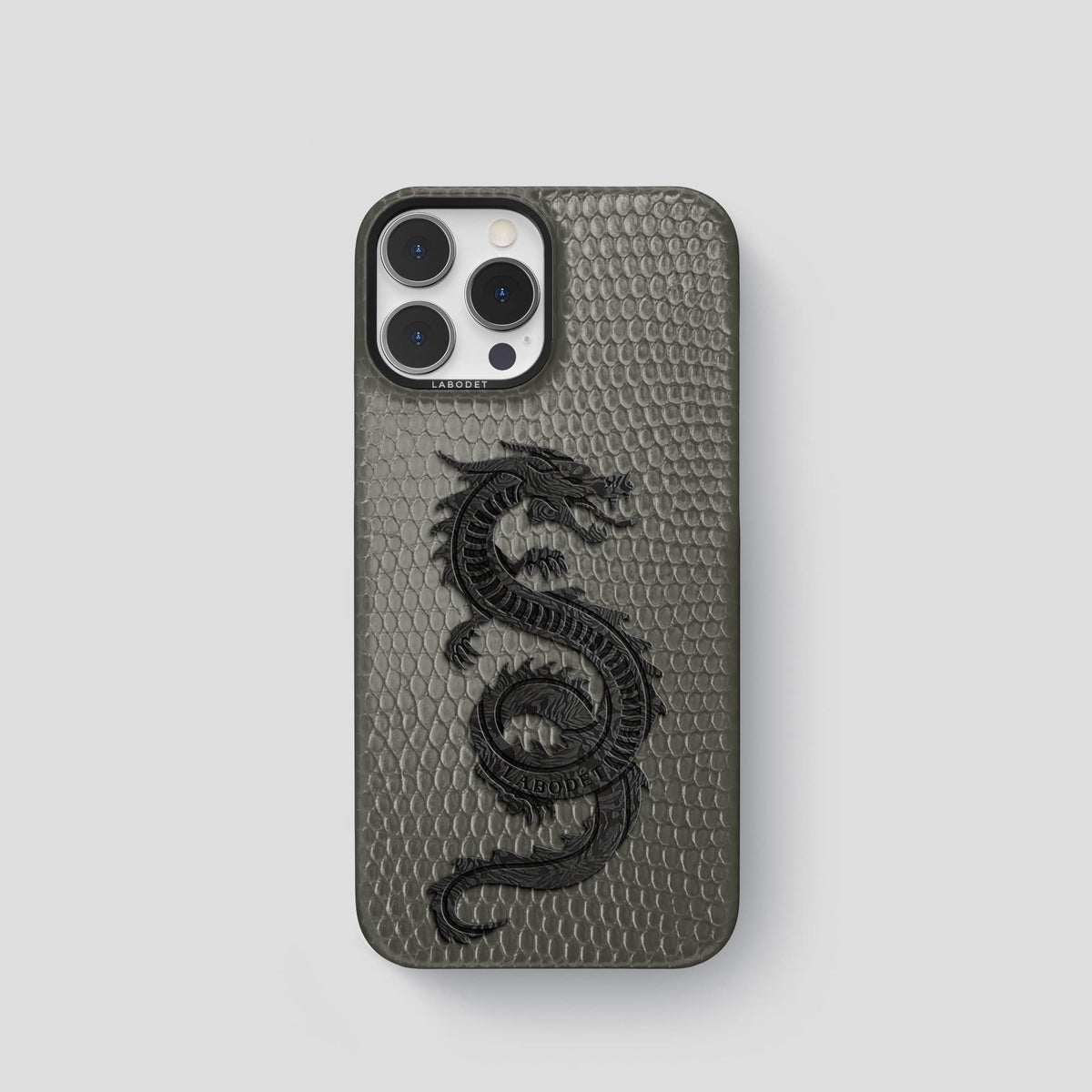 Grey iPhone 14 Pro Classic Case with Black Metal -1 | Grey-Black