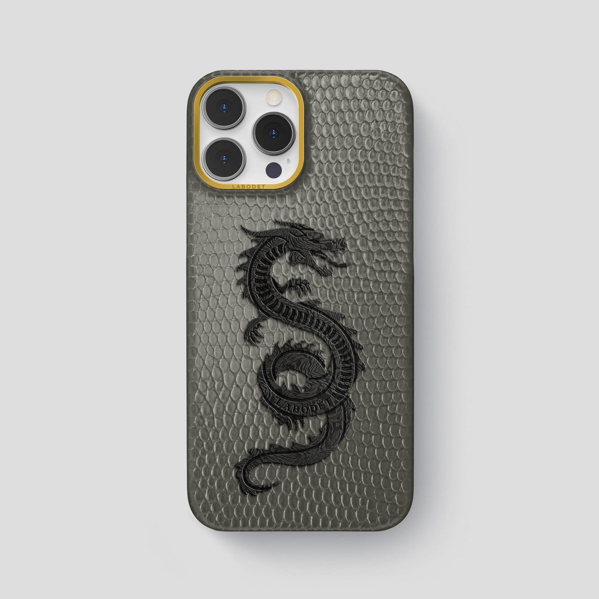 Grey iPhone 14 Pro Max Classic Case with Gold Metal -1 | Grey-Gold