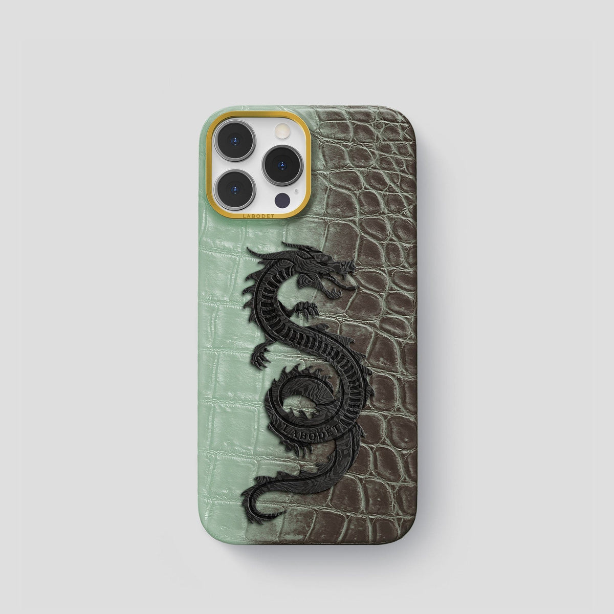 Pistachio iPhone 15 Pro Himalaya Classic Case with Gold Metal -1 | Pistachio-Gold