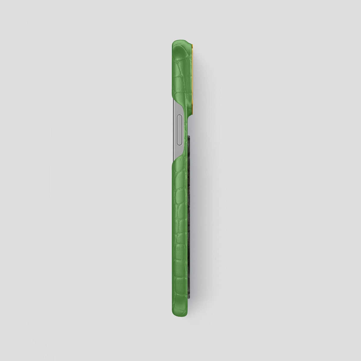 Apple-Green iPhone 14 Pro Max Classic Case Alligator with Gold Metal -3 | Apple-Green-Gold
