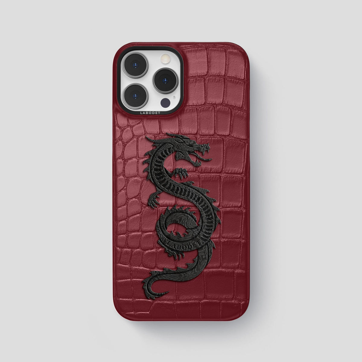 Burgundy iPhone 14 Pro Max Classic Case Alligator with Black Metal -1 | Burgundy-Black