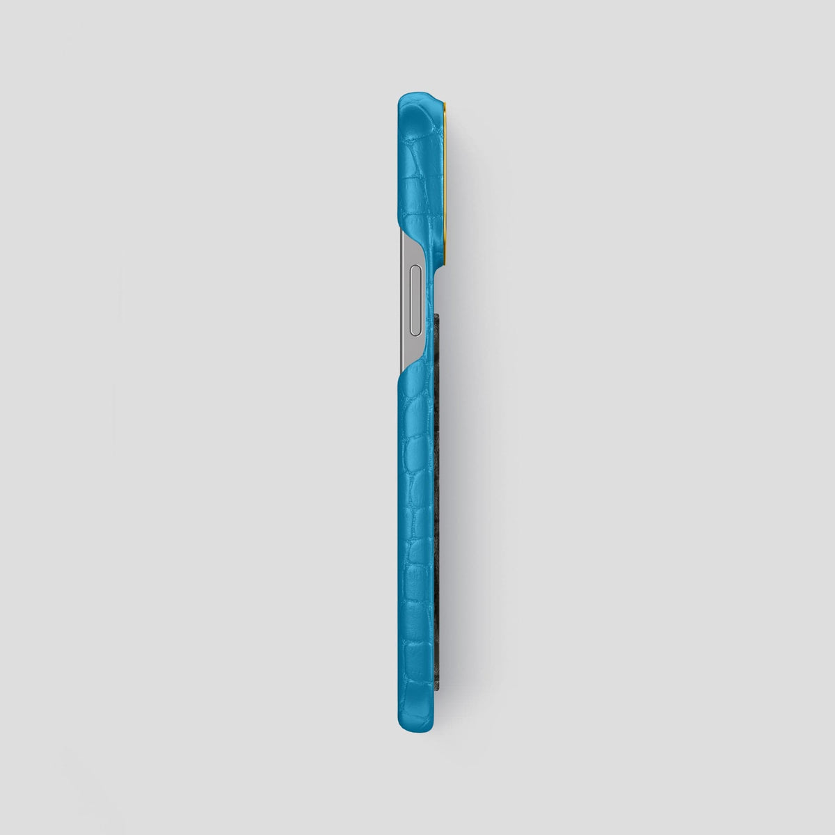 Curaçao-Blue iPhone 14 Pro Max Classic Case Alligator with Gold Metal -3 | Curaçao-Blue-Gold