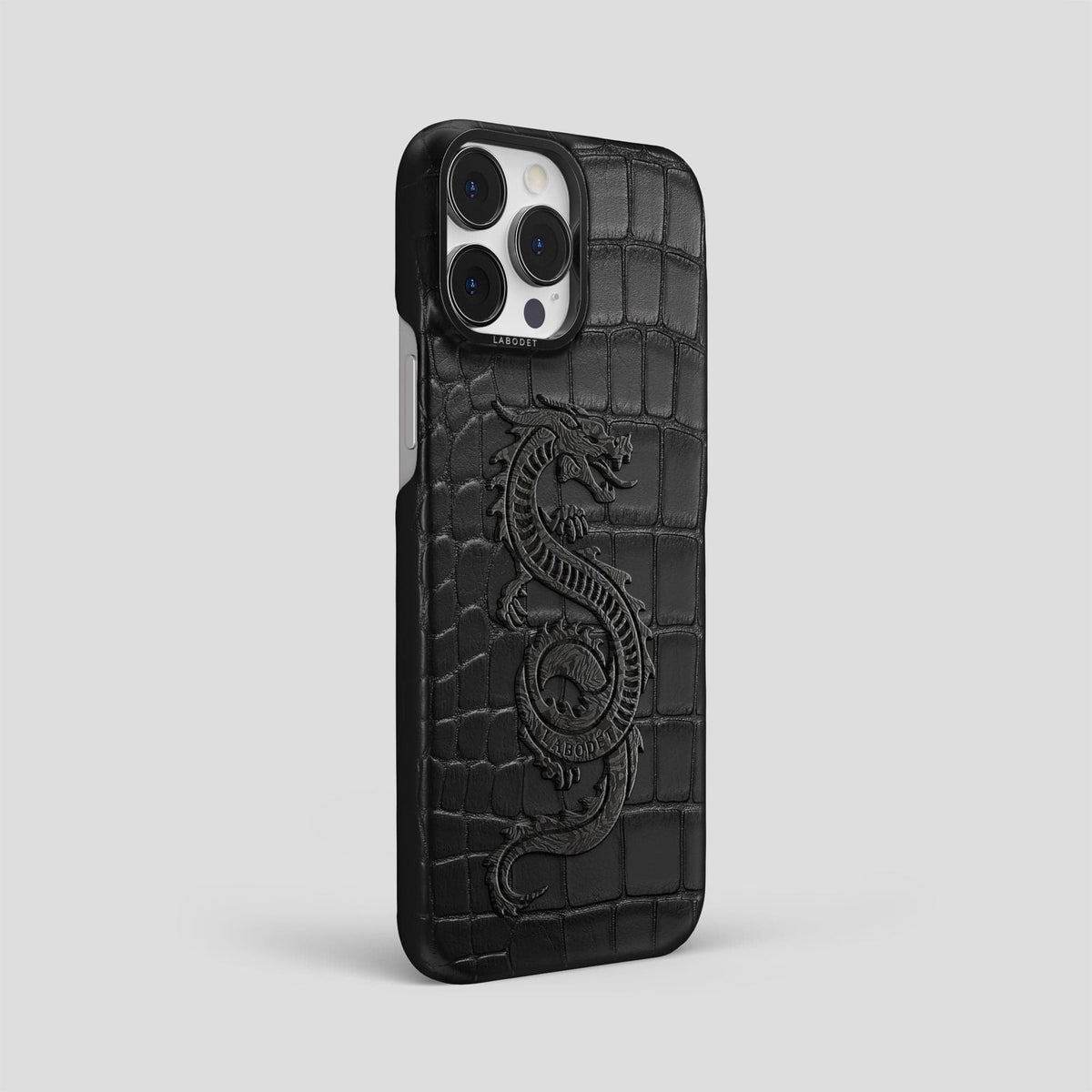 Black iPhone 14 Pro Max Classic Case Alligator with Black Metal -2 | Black-Black