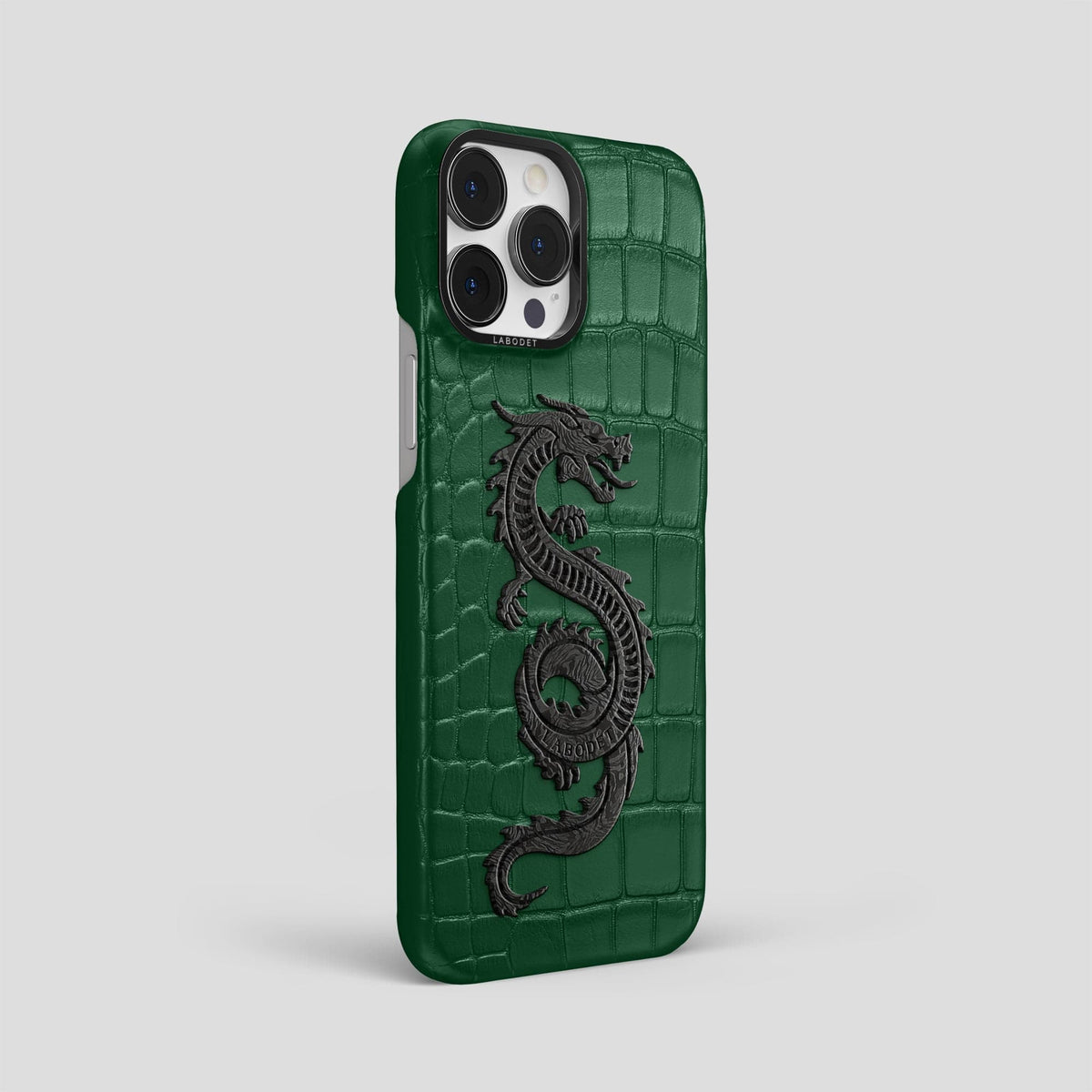Forest-Green iPhone 14 Pro Max Classic Case Alligator with Black Metal -2 | Forest-Green-Black