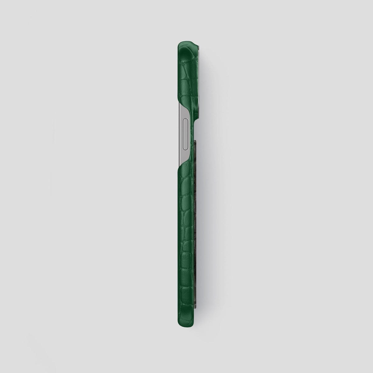Forest-Green iPhone 14 Pro Max Classic Case Alligator with Steel Metal -3 | Forest-Green-Steel