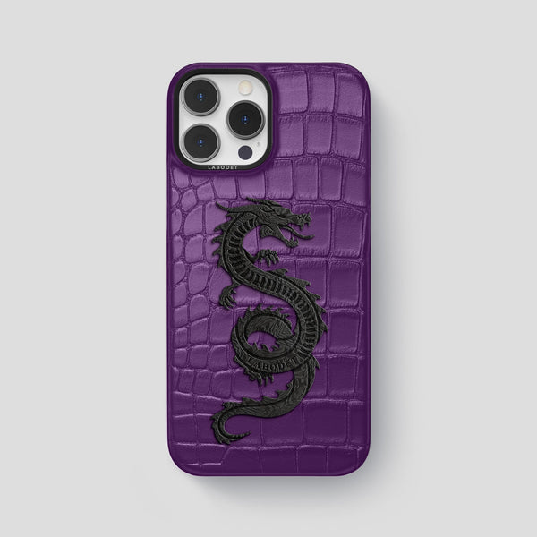 Classic Case With Carbon Dragon For iPhone 15 Pro Max In Alligator