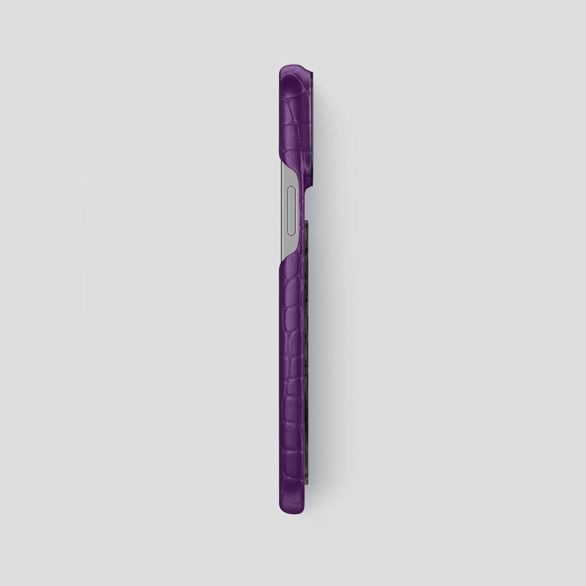Purple iPhone 14 Pro Max Classic Case Alligator with Black Metal -3 | Purple-Black