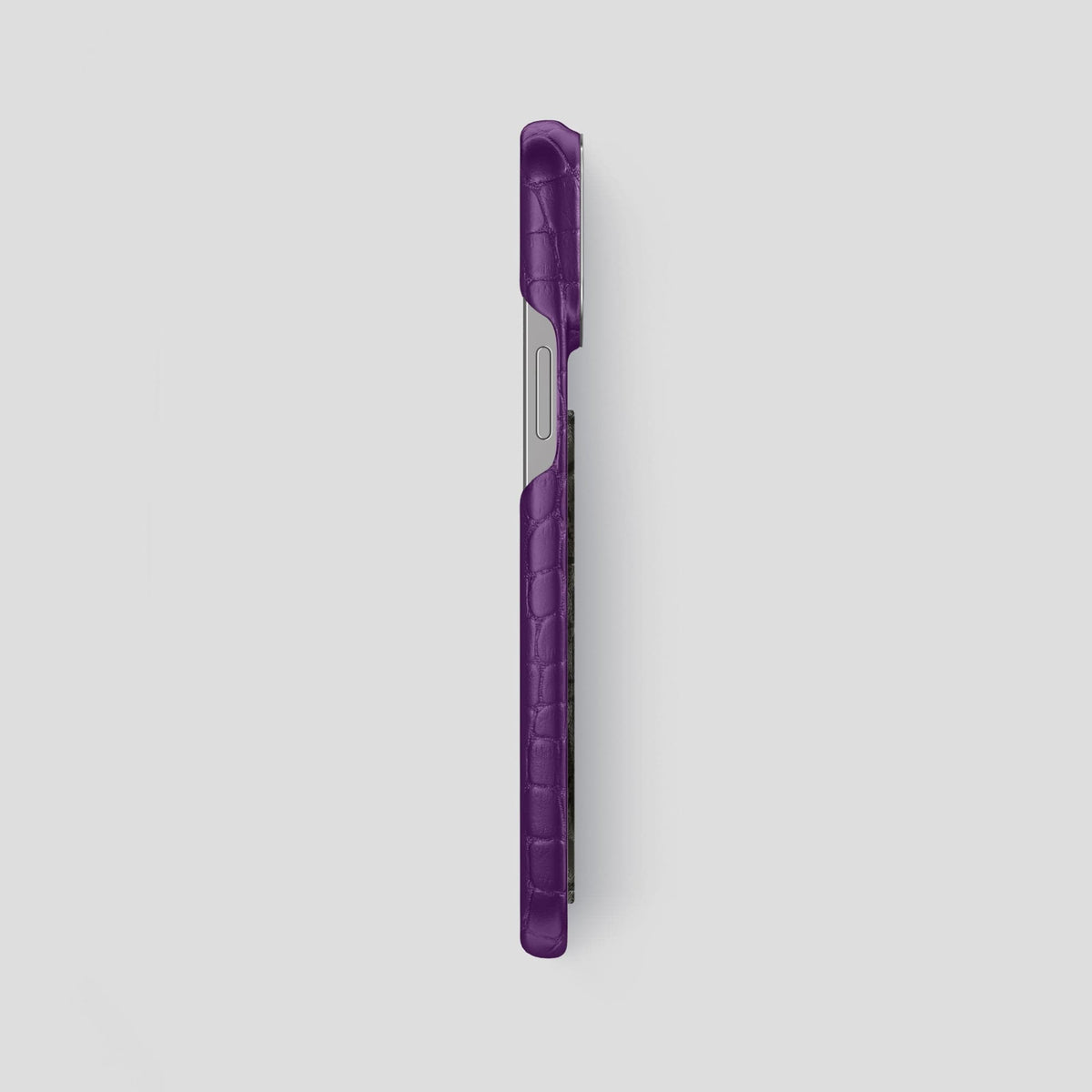 Purple iPhone 14 Pro Max Classic Case Alligator with Steel Metal -3 | Purple-Steel