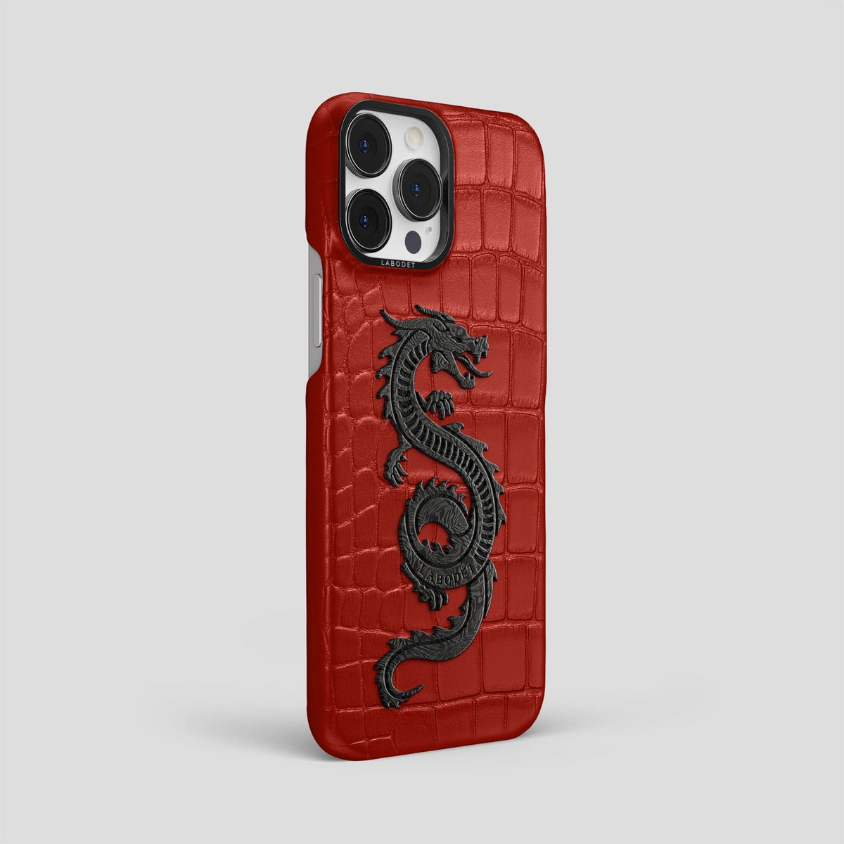 Red iPhone 14 Pro Max Classic Case Alligator with Black Metal -2 | Red-Black
