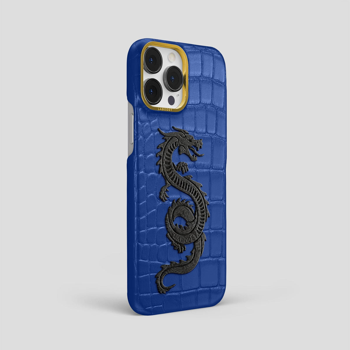 Royal Blue iPhone 14 Pro Max Classic Case Alligator with Gold Metal -2 | Royal-Blue-Gold