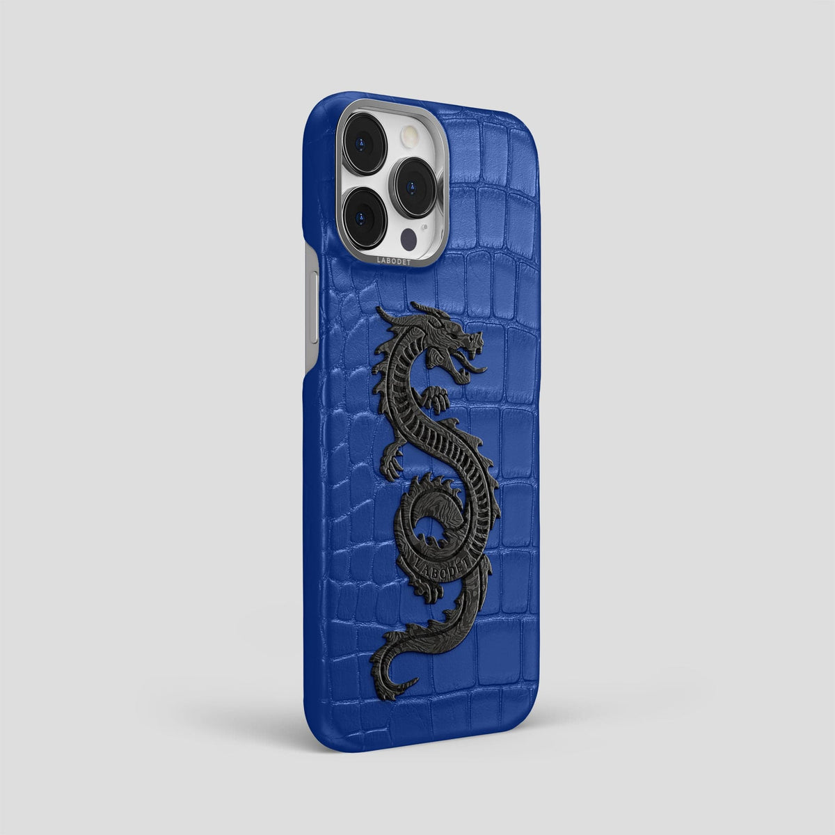Royal Blue iPhone 14 Pro Max Classic Case Alligator with Steel Metal -2 | Royal-Blue-Steel