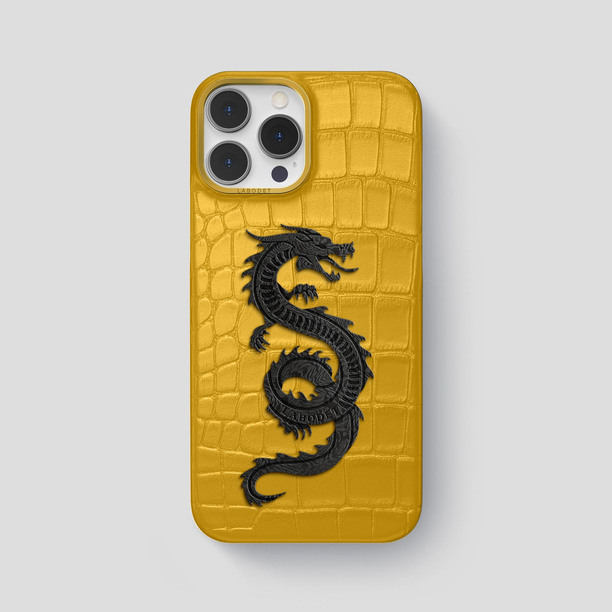 Yellow iPhone 14 Pro Max Classic Case Alligator with Gold Metal -1 | Yellow-Gold