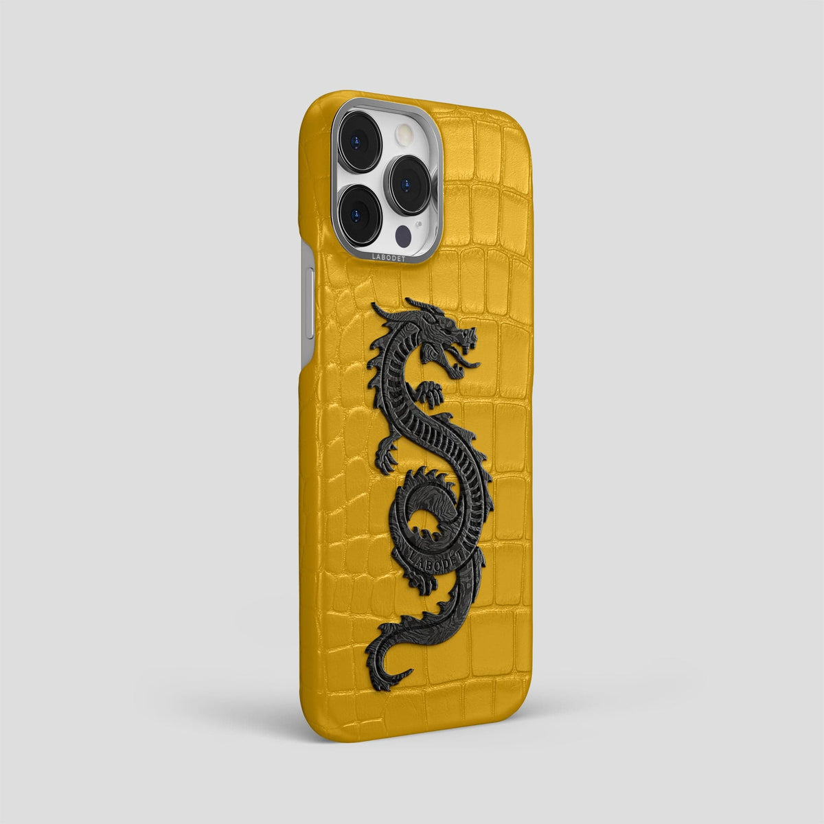 Yellow iPhone 14 Pro Max Classic Case Alligator with Steel Metal -2 | Yellow-Steel