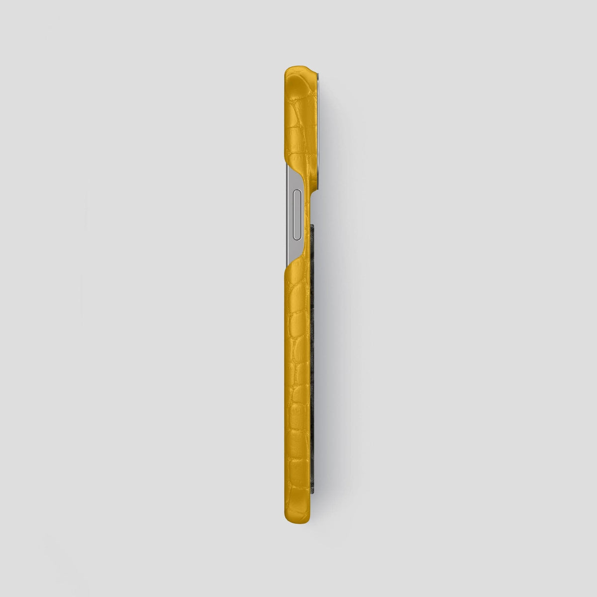 Yellow iPhone 14 Pro Max Classic Case Alligator with Steel Metal -3 | Yellow-Steel