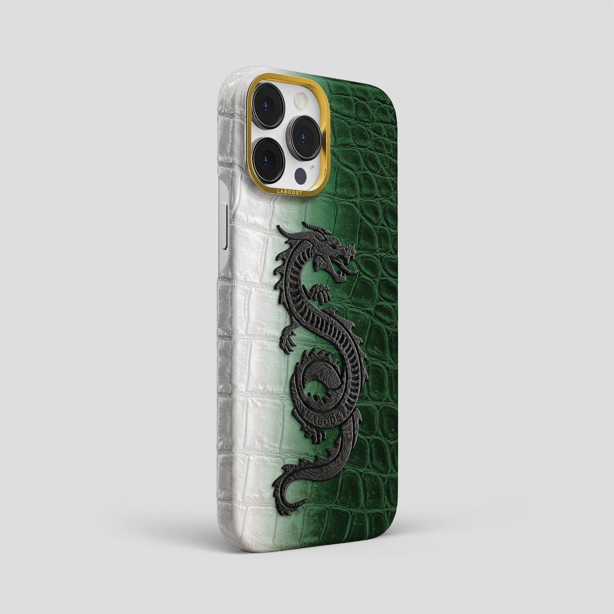 Green iPhone 14 Pro Max Himalaya Classic Case with Gold Metal -2 | Green-Gold
