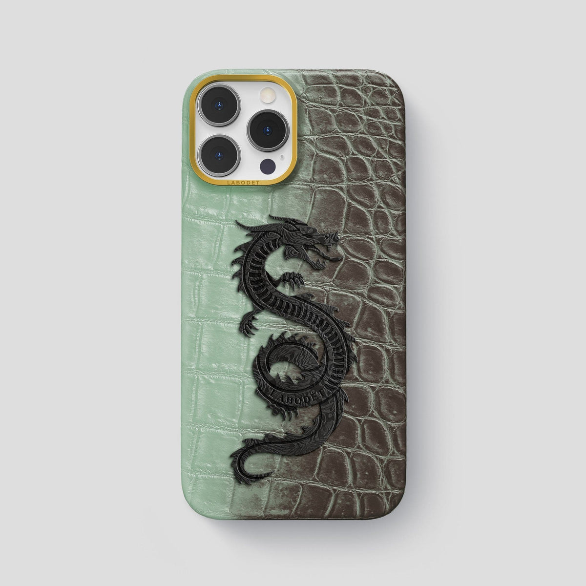 Pistachio iPhone 15 Pro Max Himalaya Classic Case with Gold Metal -1 | Pistachio-Gold