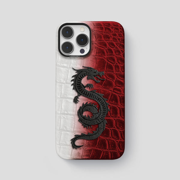 Classic Case With Carbon Dragon For iPhone 15 Pro Max In Himalayan Crocodile