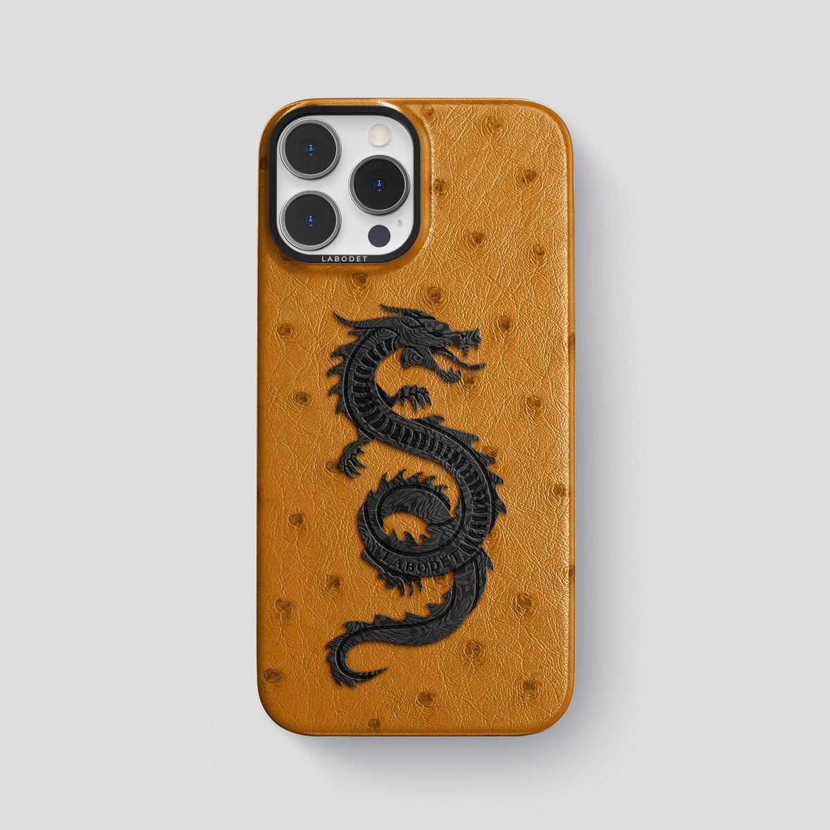 Chestnut iPhone 15 Pro Max Classic Case Ostrich with Black Metal -1 | Chestnut-Black