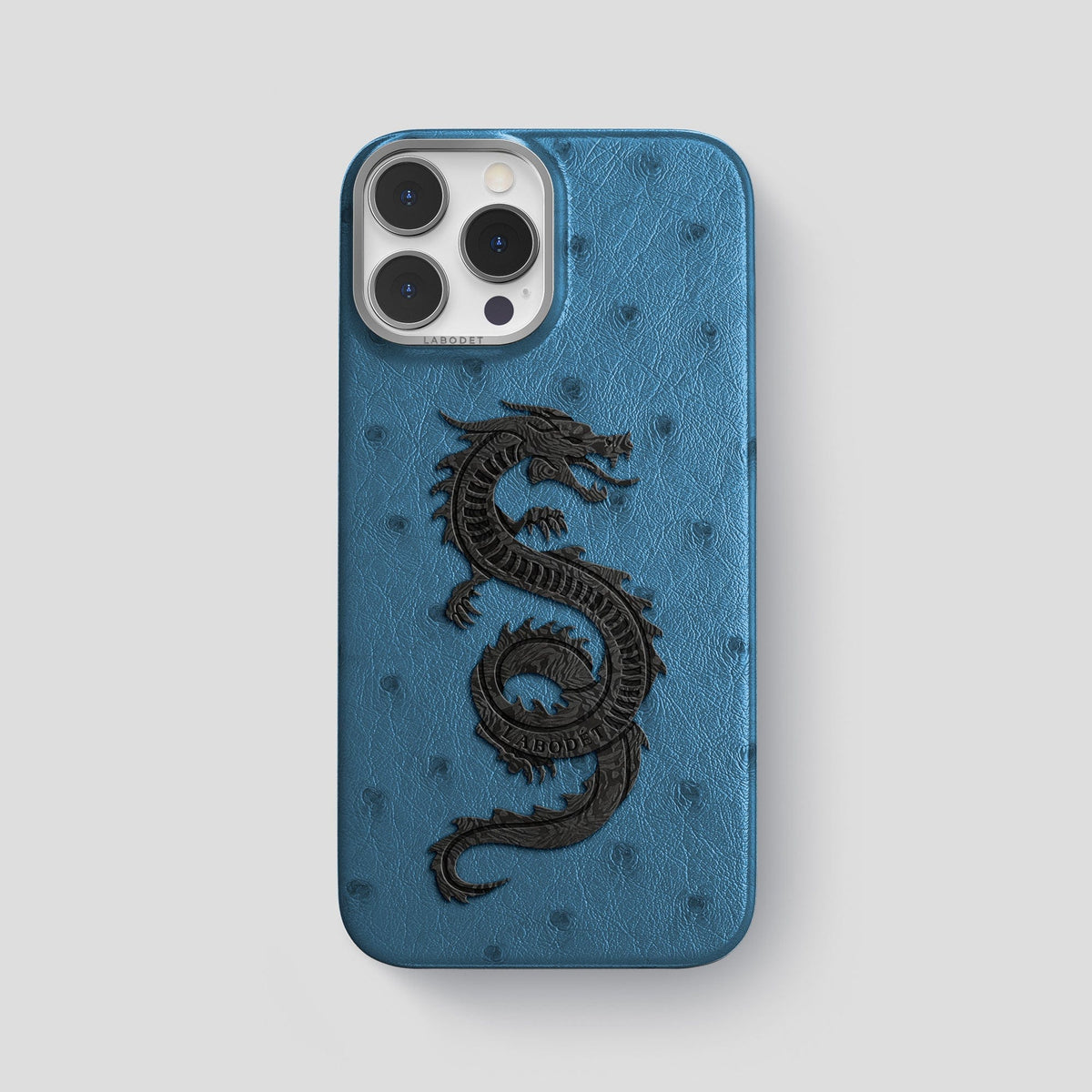 Blue-Jeans iPhone 13 Pro Max Classic Case Ostrich with Steel Metal -1 | Blue-Jeans-Steel