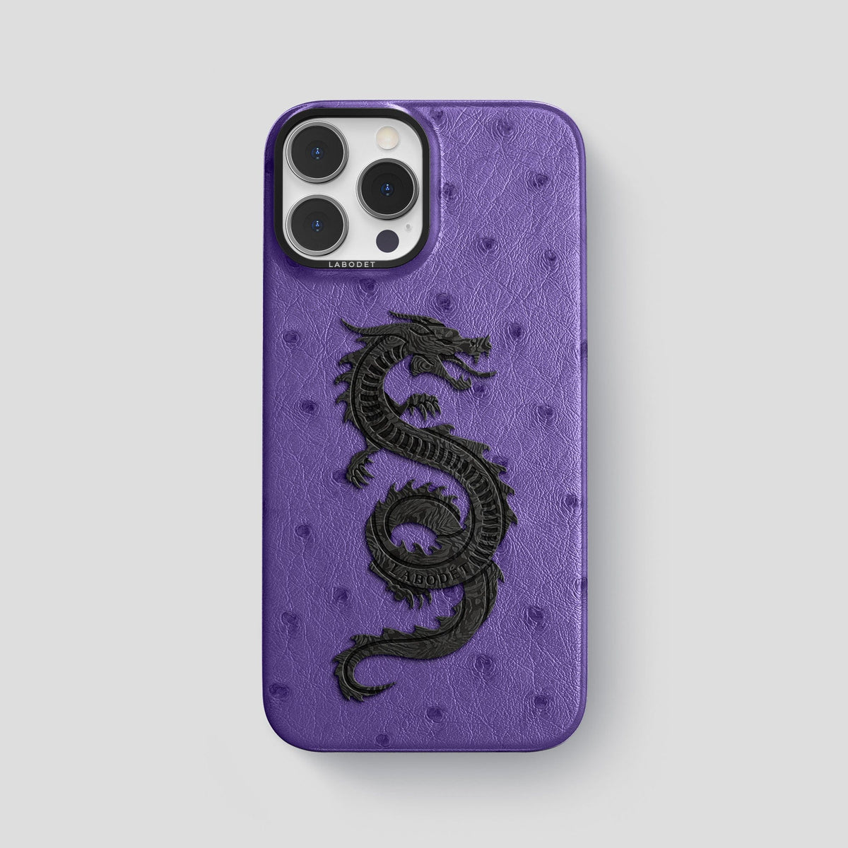 Purple iPhone 14 Pro Max Classic Case Ostrich with Black Metal -1 | Purple-Black