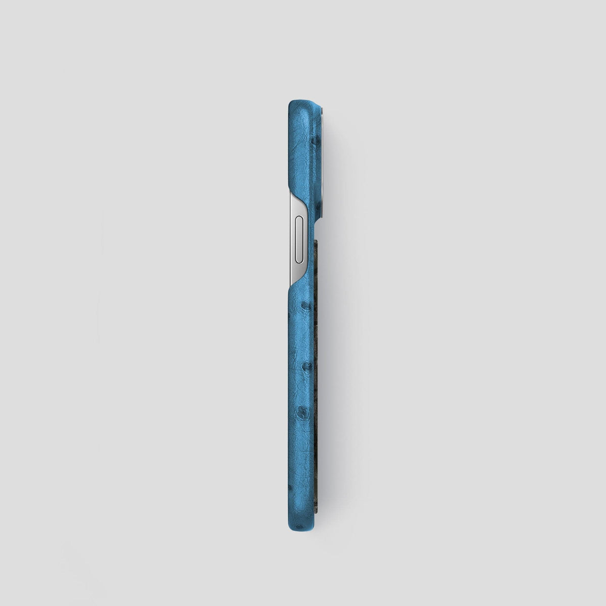 Blue-Jeans iPhone 14 Pro Classic Case Ostrich with Steel Metal -3 | Blue-Jeans-Steel