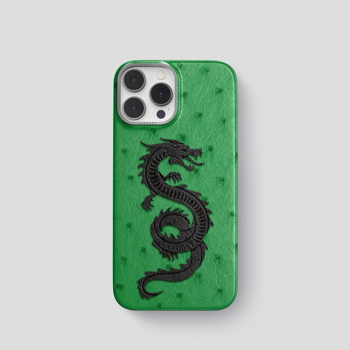 Kentucky Green iPhone 15 Pro Classic Case Ostrich with Steel Metal -1 | Kentucky-Green-Steel