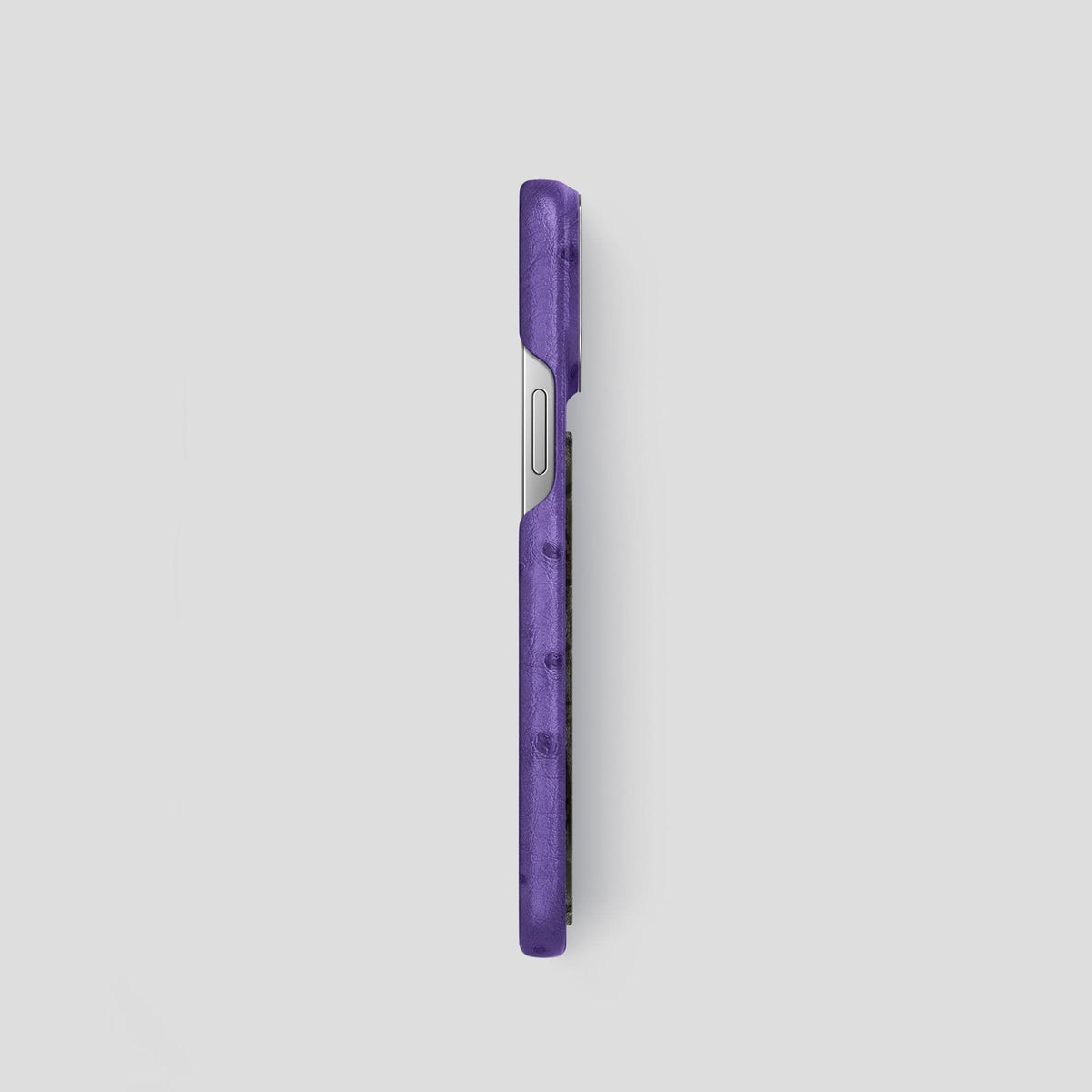 Purple iPhone 15 Pro Classic Case Ostrich with Steel Metal -3 | Purple-Steel