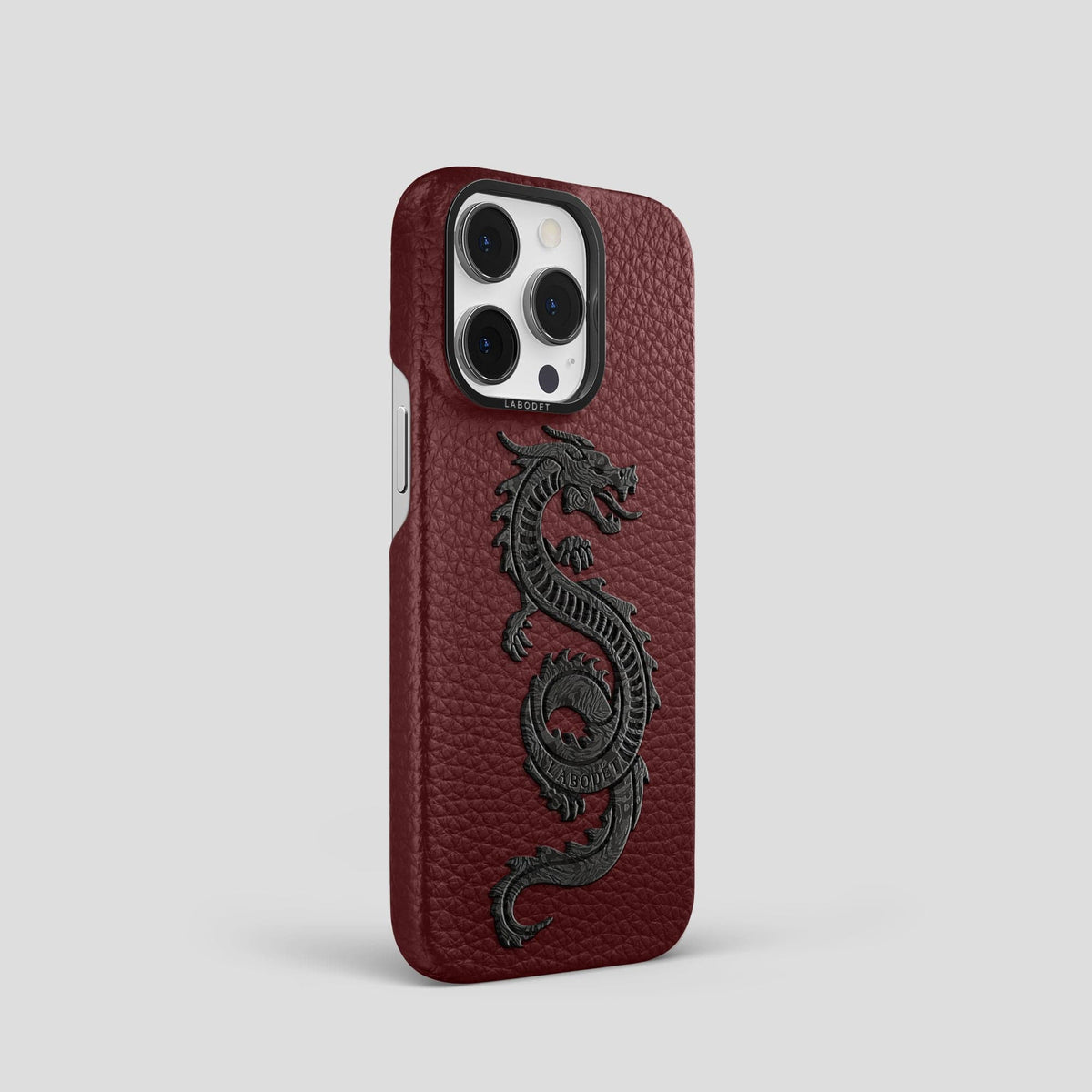 Bordeaux iPhone 15 Pro Classic Case Calf with Black Metal -2 | Bordeaux-Black