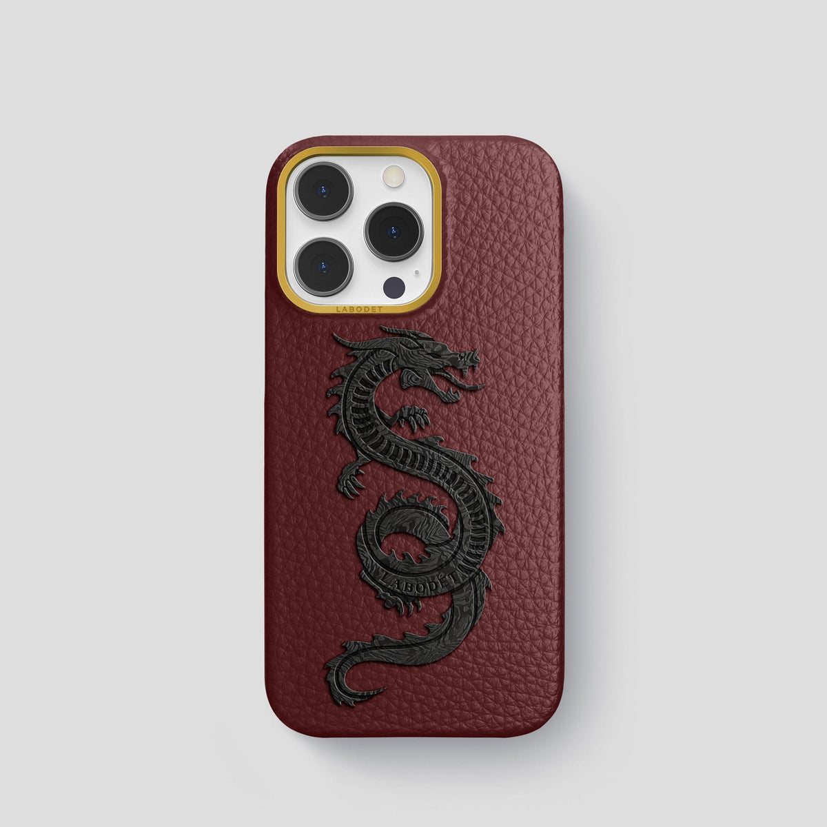 Bordeaux iPhone 15 Pro Classic Case Calf with Gold Metal -1 | Bordeaux-Gold
