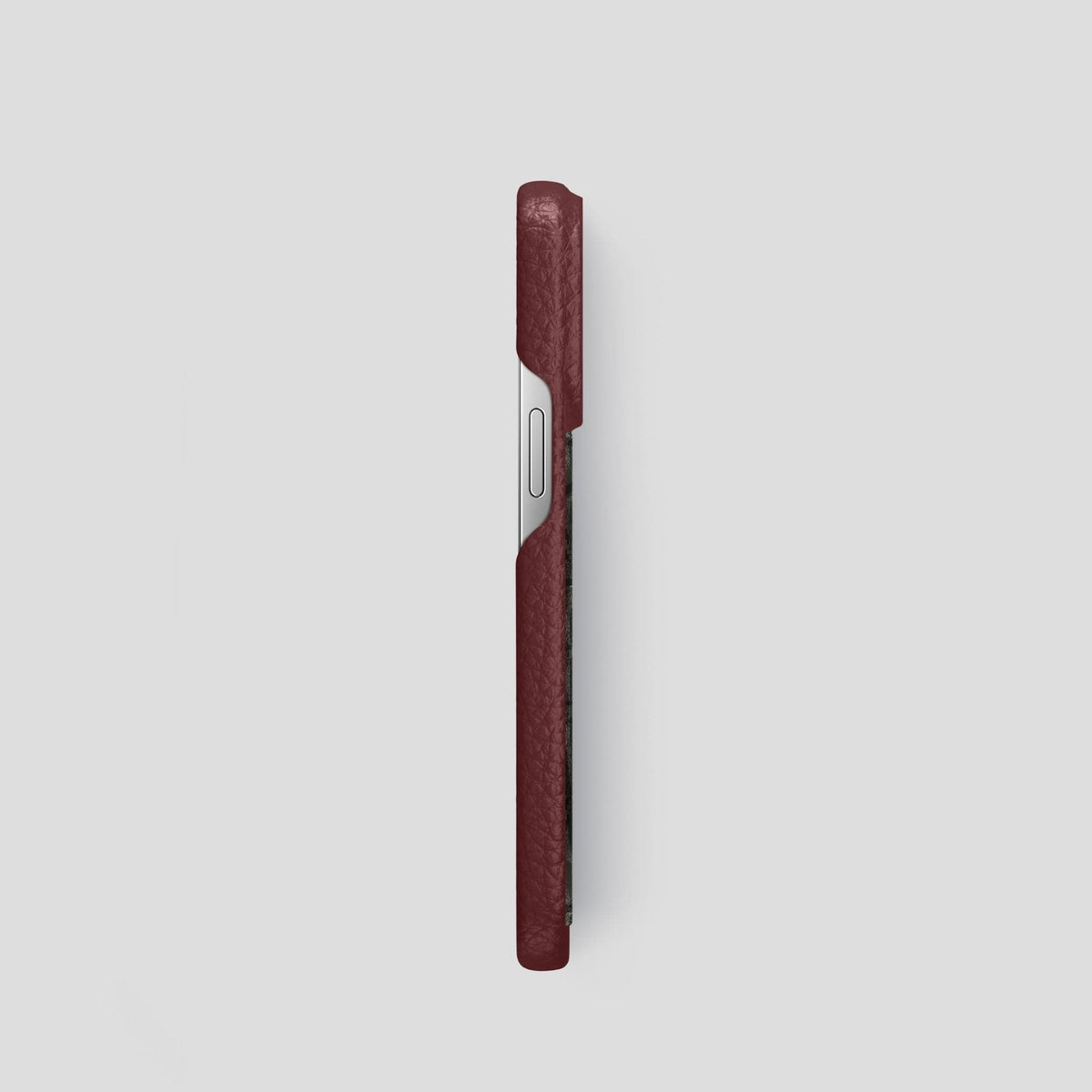 Bordeaux iPhone 15 Pro Classic Case Calf with Steel Metal -3 | Bordeaux-Steel