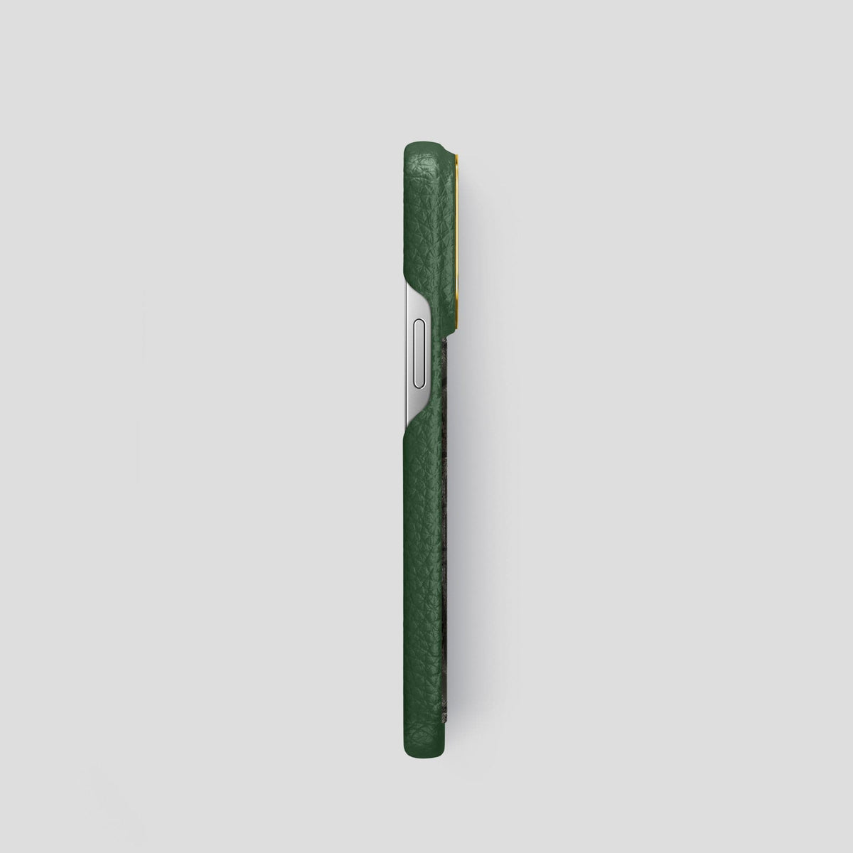 Dark Green iPhone 15 Pro Classic Case Calf with Gold Metal -3 | Dark-Green-Gold