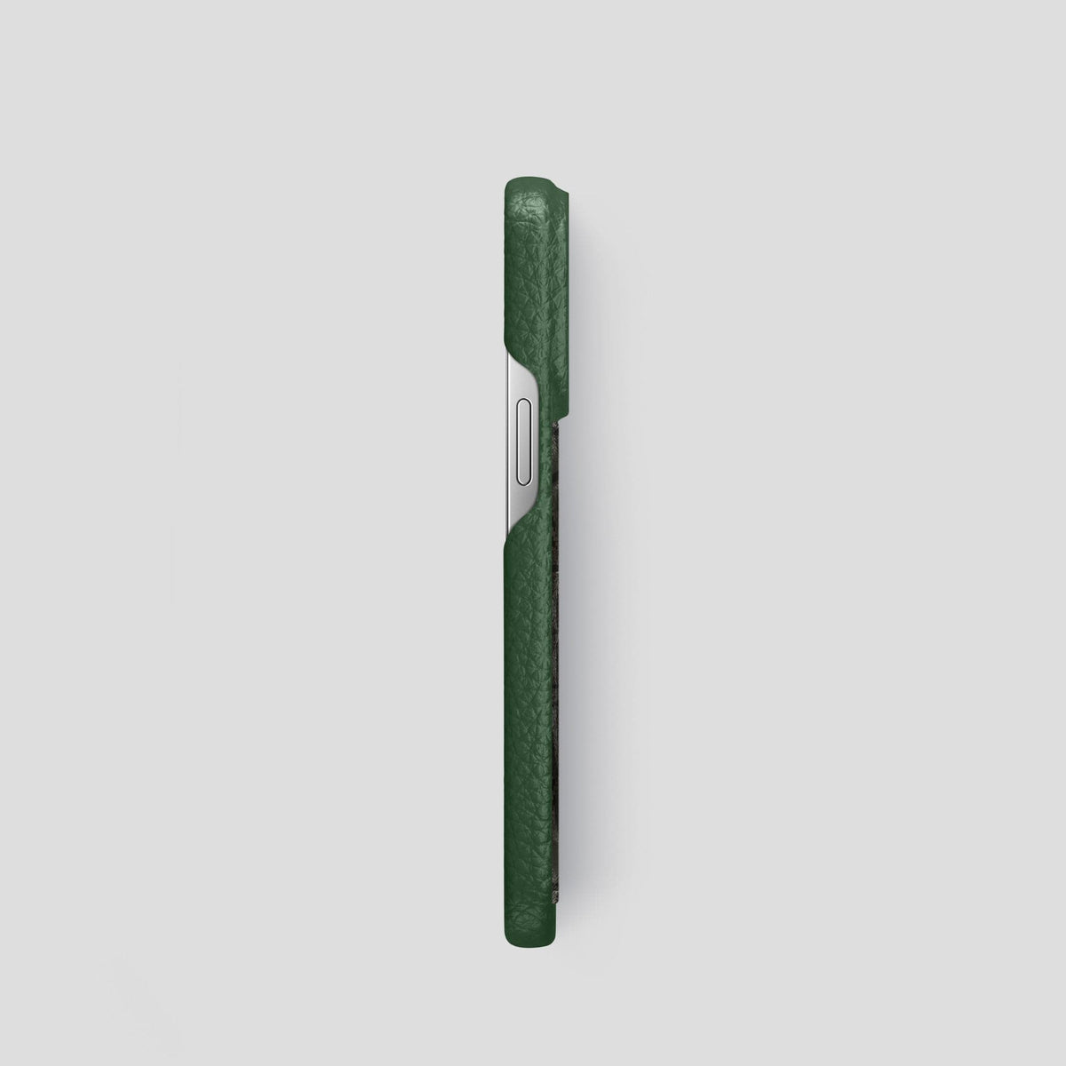 Dark Green iPhone 15 Pro Classic Case Calf with Steel Metal -3 | Dark-Green-Steel