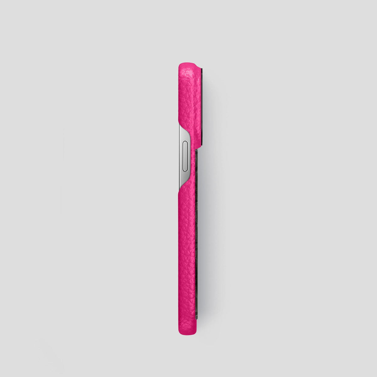 Magenta iPhone 15 Pro Classic Case Calf with Black Metal -3 | Magenta-Black