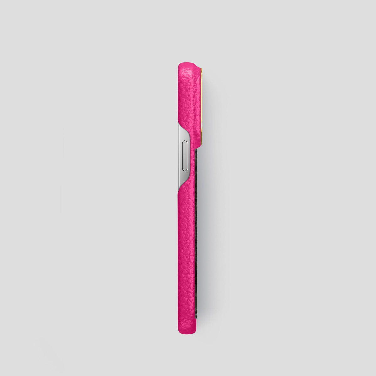 Magenta iPhone 15 Pro Classic Case Calf with Gold Metal -3 | Magenta-Gold