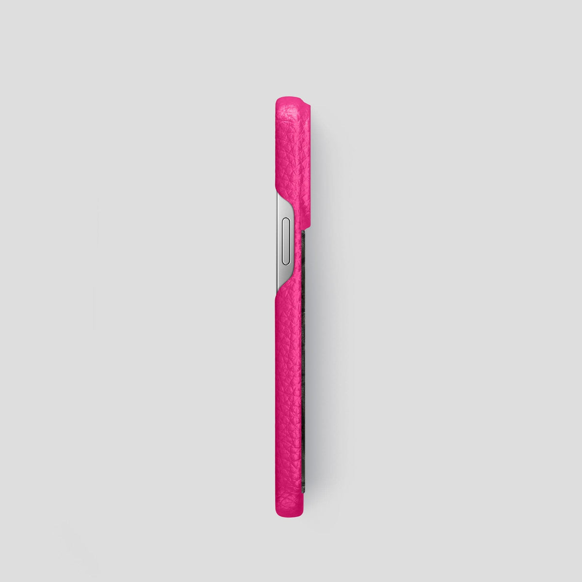Magenta iPhone 15 Pro Classic Case Calf with Steel Metal -3 | Magenta-Steel
