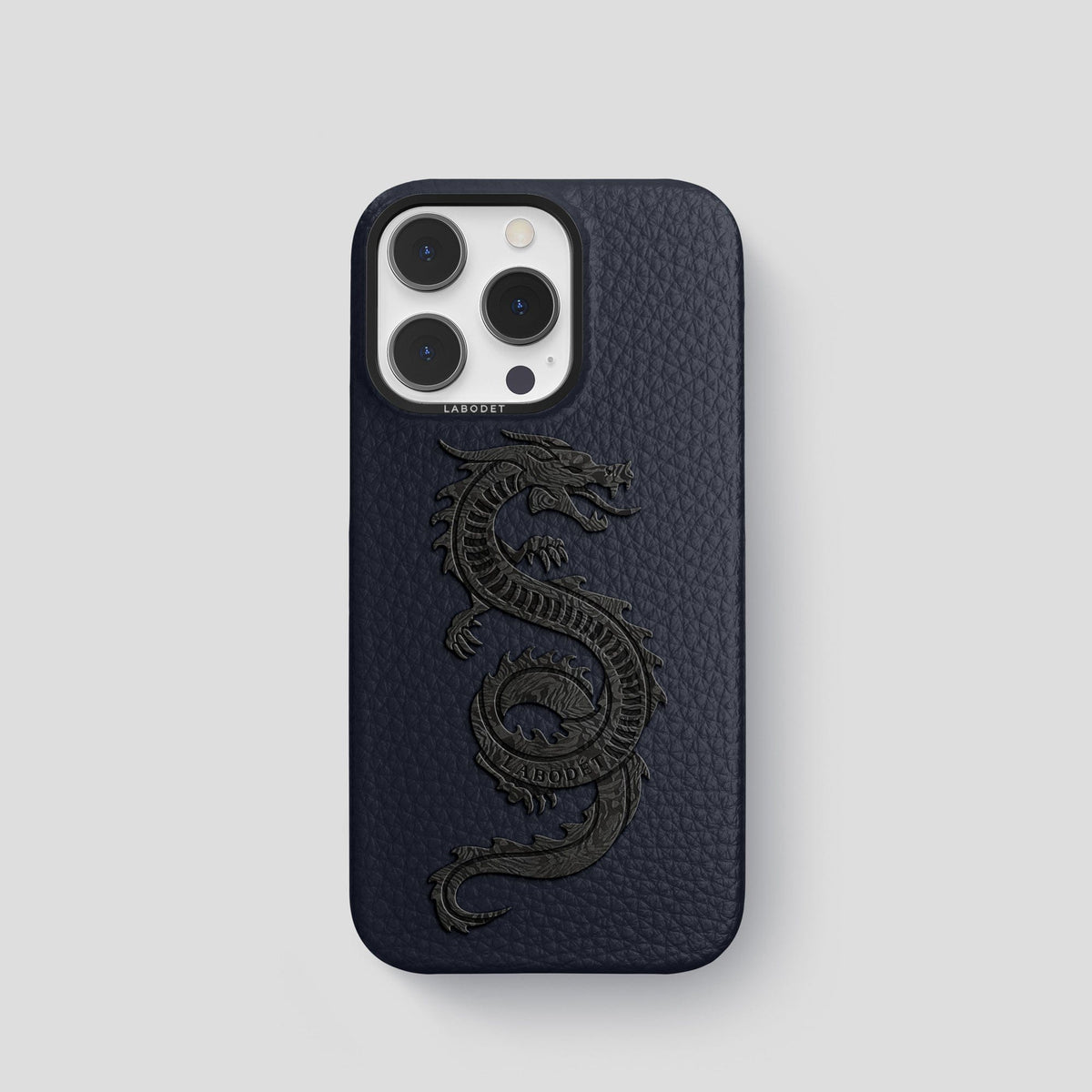Marine iPhone 15 Pro Classic Case Calf with Black Metal -1 | Marine-Black