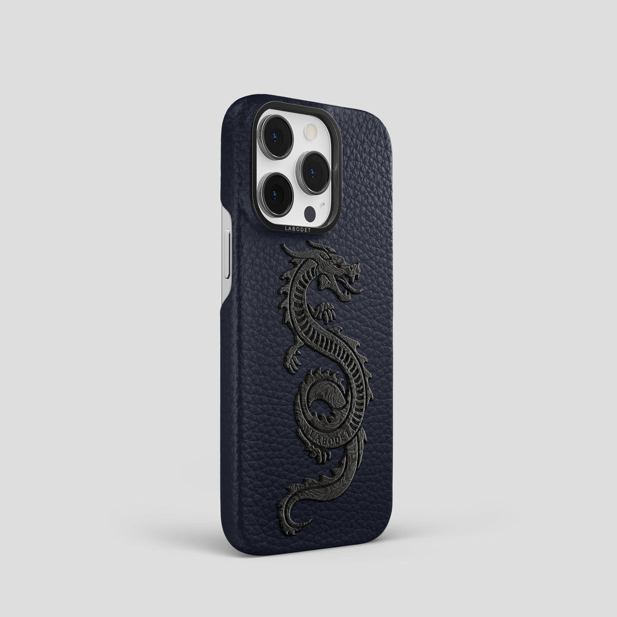Marine iPhone 15 Pro Classic Case Calf with Black Metal -2 | Marine-Black