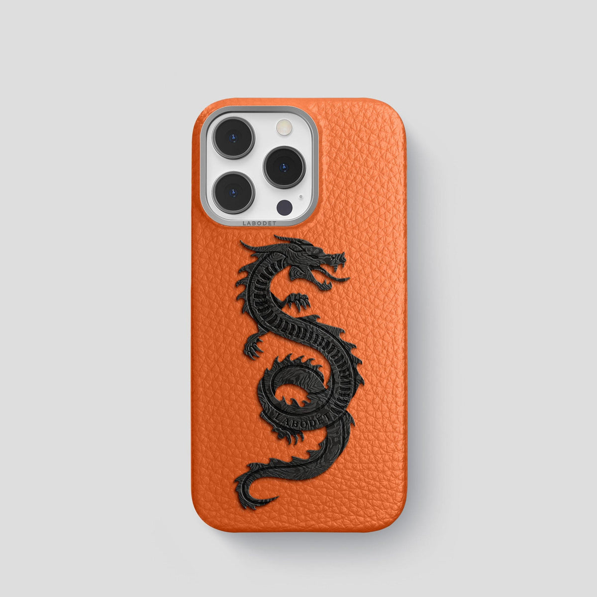Orange iPhone 15 Pro Classic Case Calf with Steel Metal -1 | Orange-Steel