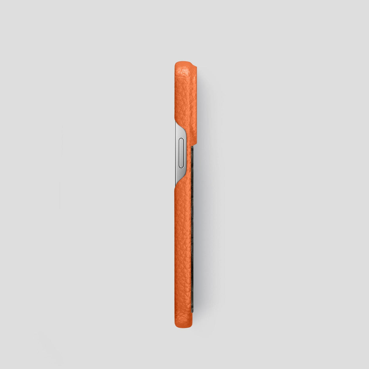 Orange iPhone 15 Pro Classic Case Calf with Steel Metal -3 | Orange-Steel