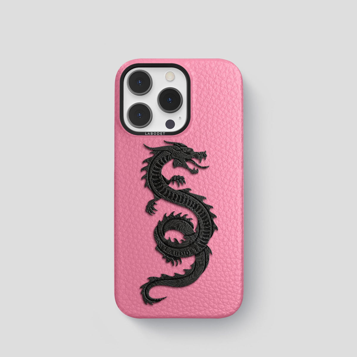 Pink iPhone 15 Pro Classic Case Calf with Black Metal -1 | Pink-Black