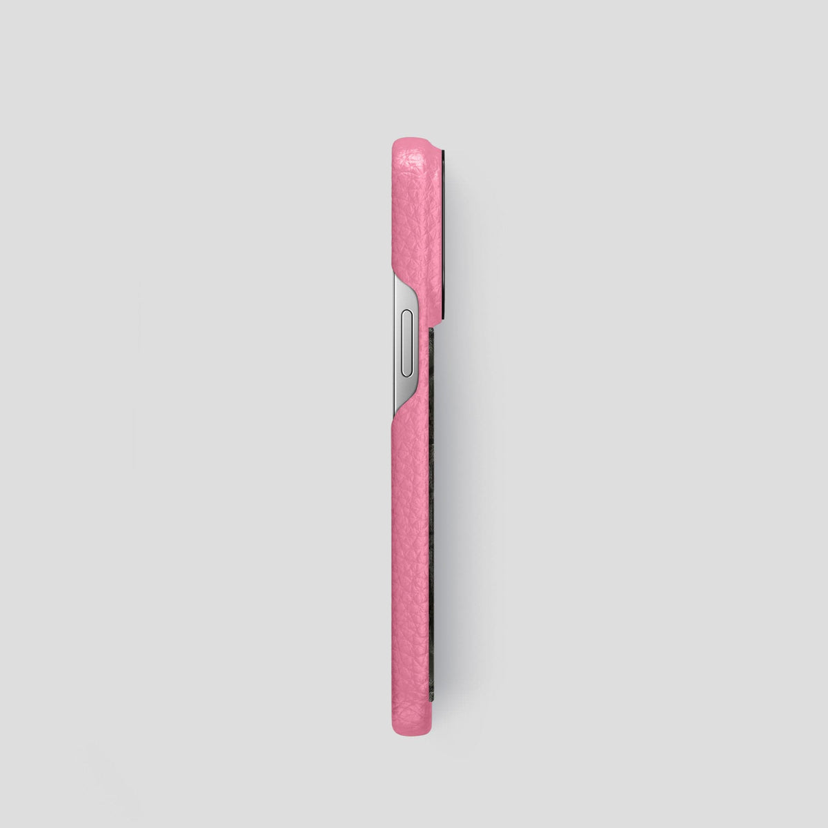Pink iPhone 15 Pro Classic Case Calf with Black Metal -3 | Pink-Black