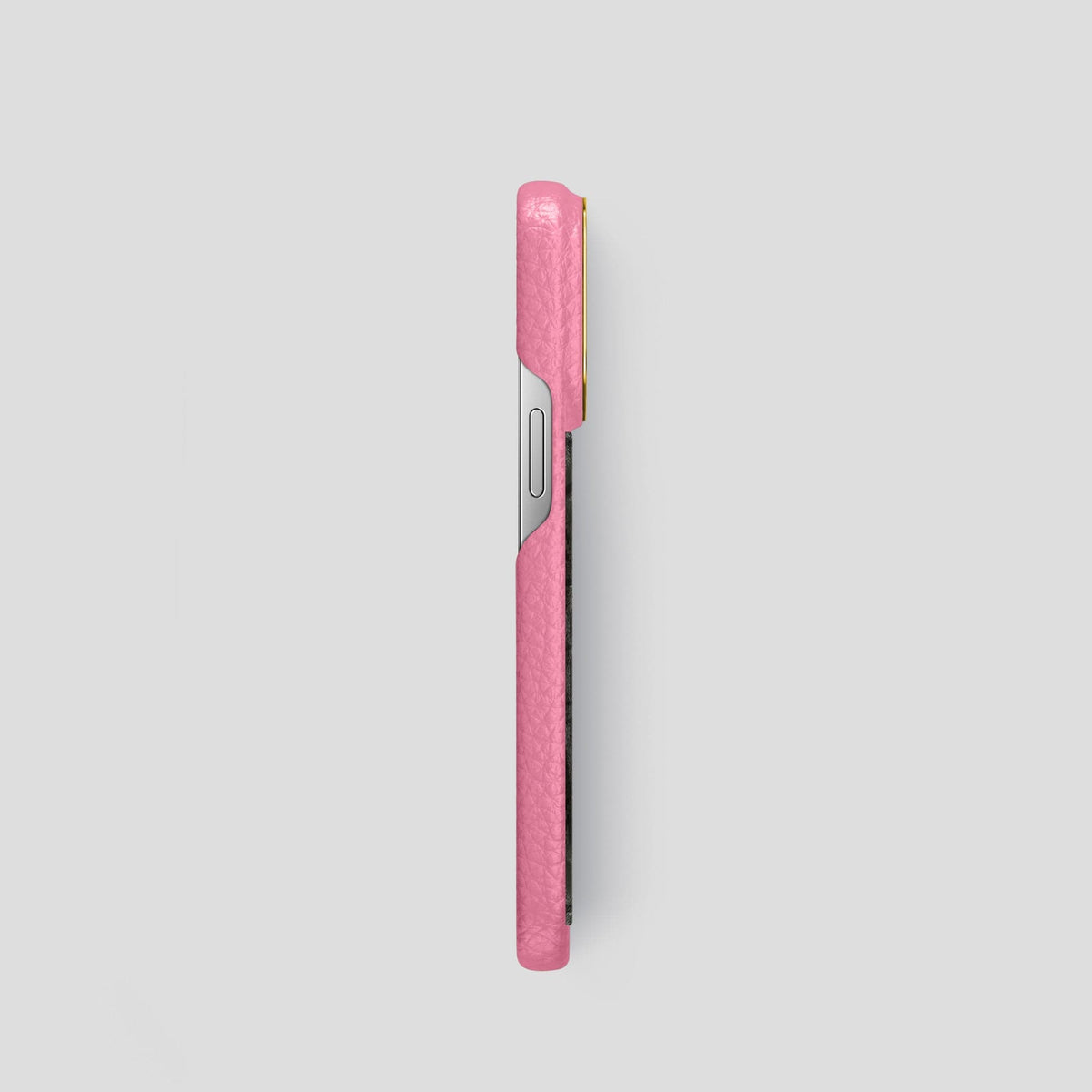 Pink iPhone 15 Pro Classic Case Calf with Gold Metal -3 | Pink-Gold