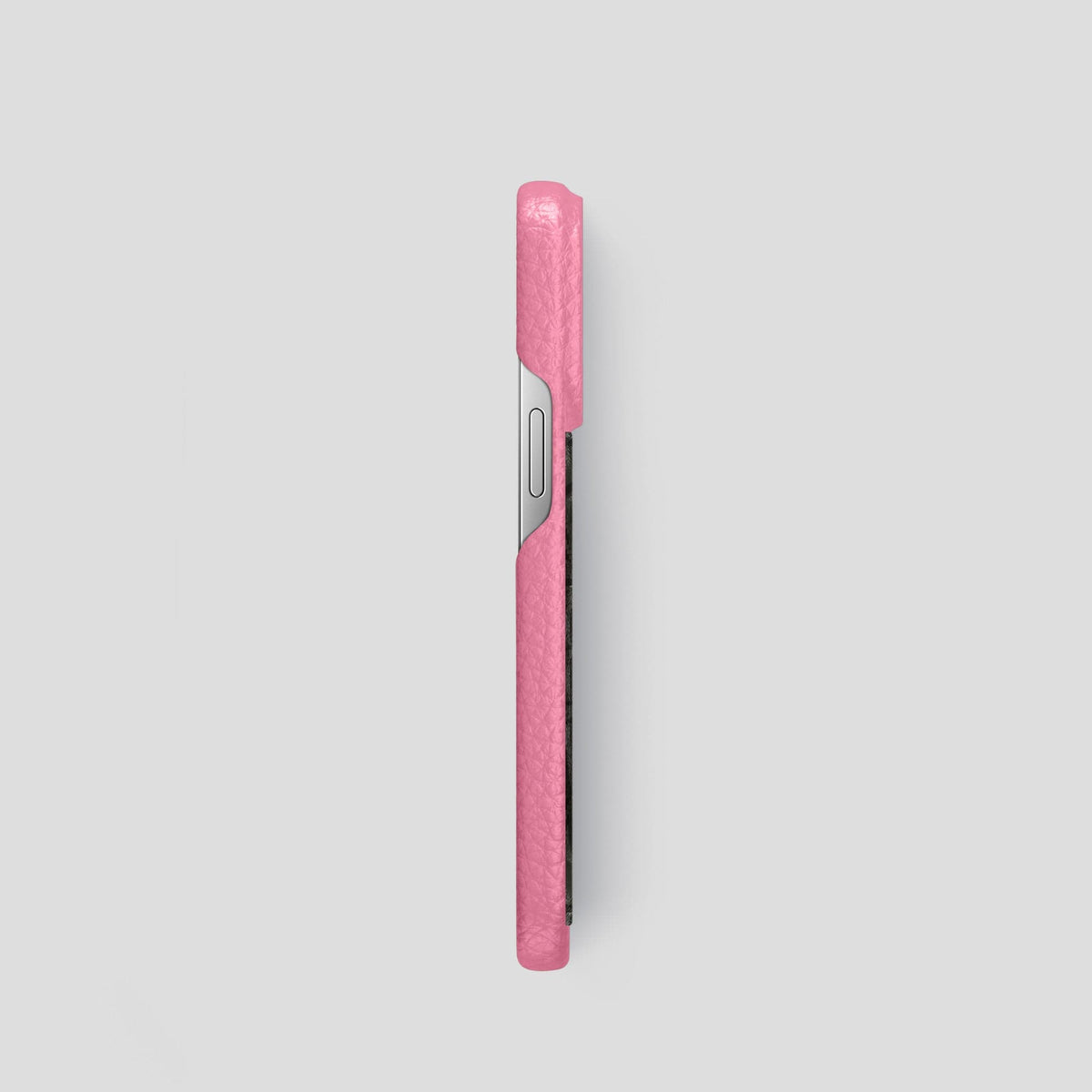 Pink iPhone 15 Pro Classic Case Calf with Steel Metal -3 | Pink-Steel
