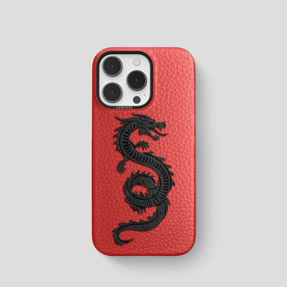 Red iPhone 15 Pro Classic Case Calf with Black Metal -1 | Red-Black